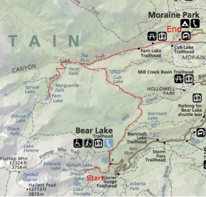 Today's route map with our trails in red